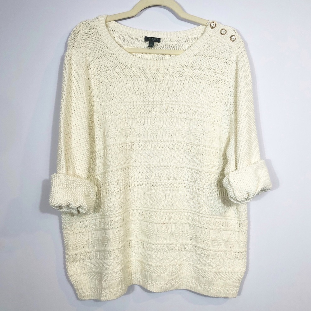Talbots Cream Cable Knot Sweater size 2x